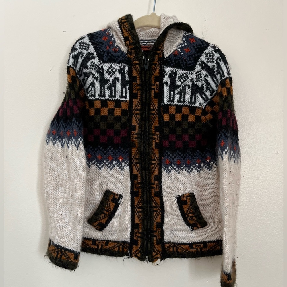 Llama toddler sweater cardigan with zipper